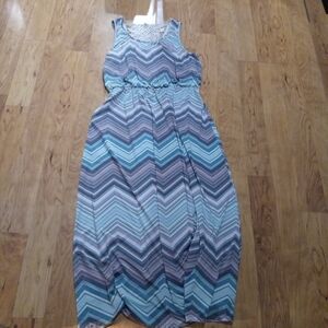 Chevron Pattern Sleeveless Maxi Dress